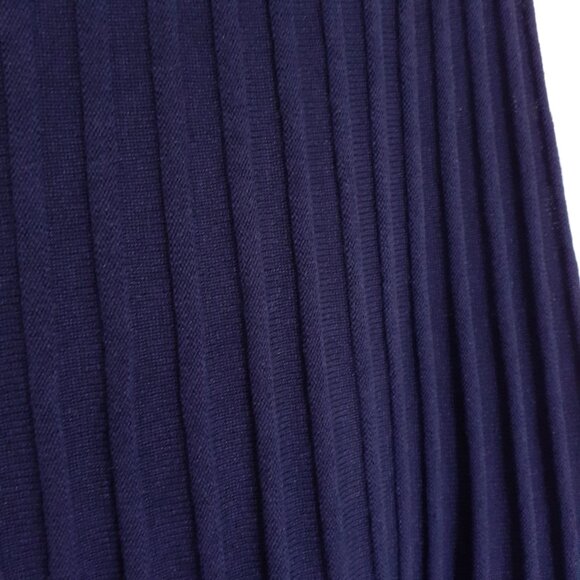 Pure Collection Silk Cashmere Tonal Stripe Midi Skirt Navy Blue Size M - Picture 6 of 10